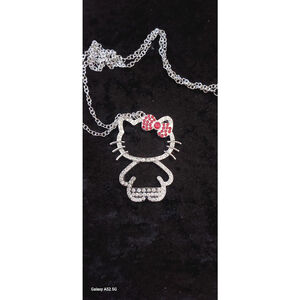 Girls 23 inch Hello Kitty Necklace Silver Red